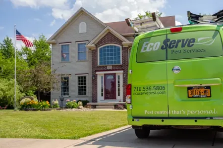 van in front of customer home